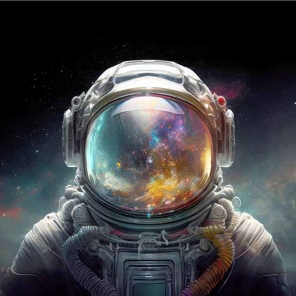Kissenpanel Velours "Astronaut" Samt Deluxe 45cm x 45cm