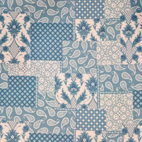 Kurzstück Stoff Meterware Baumwolle Voile "Menorca" pastell blau Kleiderstoff 0,70m x 1,40m