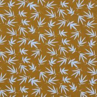 Stoff Baumwollstoff "Rikka" Currygelb Blätter Weiß 0,5 Stoff Baumwollstoff "Rikka" Currygelb Blätter Weiß 0,5