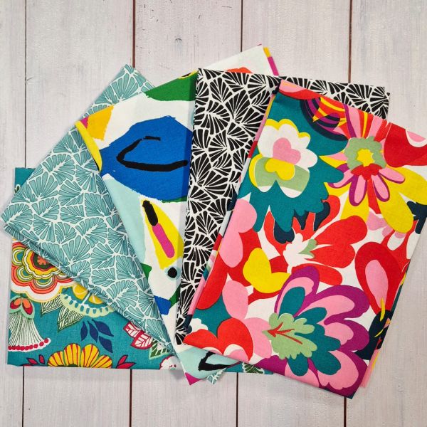 Stoffpaket "Farbrausch" Quilten Patchwork Geschenkverpackung 5 Stücke a 50cm x 80cm
