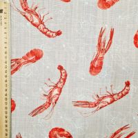 Vorschau: Stoff Baumwolle "Langoustine" beige rot weiss Leinenoptik 0,5 Vorschau: Stoff Baumwolle "Langoustine" beige rot weiss Leinenoptik 0,5