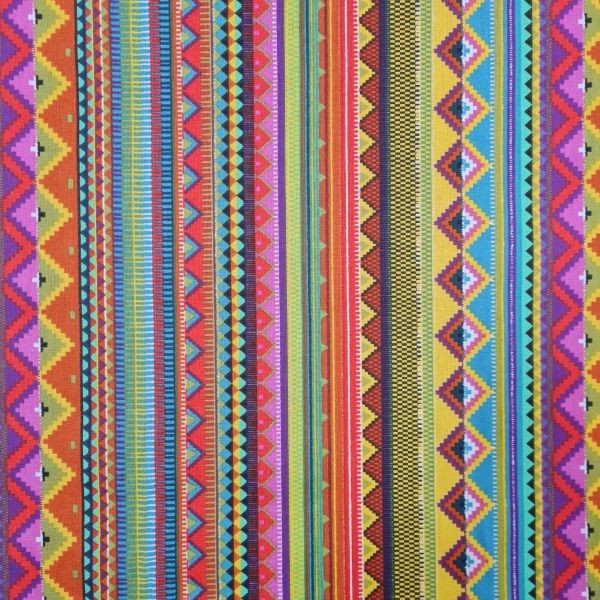 Stoff beschichtet Baumwolle "Mexiko "pink gelb türkis bunt Streifen 0,5