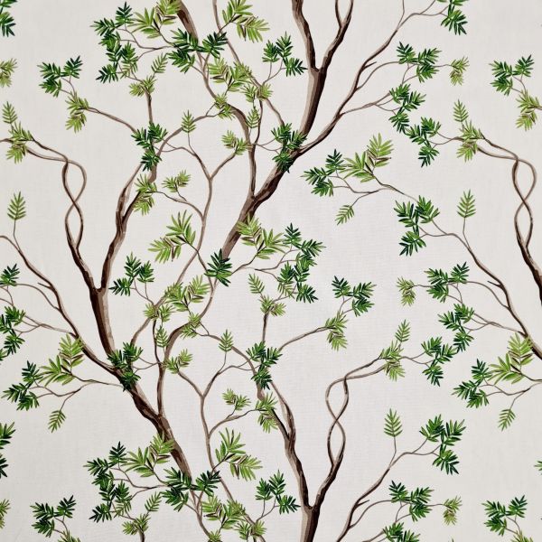 Kurzstück Stoff Meterware Baumwolle "Aska" Esche Äste und Blätter Scandistyle 0,65m x 1,60m