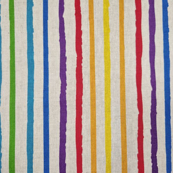 Stoff Baumwollstoff "Regenbogen" Streifen bunt natur 0,5