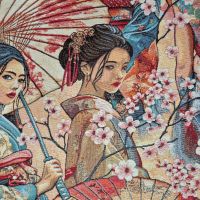 Stoff Meterware Jacquard "Samurais" Taschenstoff Dekostoff Japan 0,5 Stoff Meterware Jacquard "Samurais" Taschenstoff Dekostoff Japan 0,5