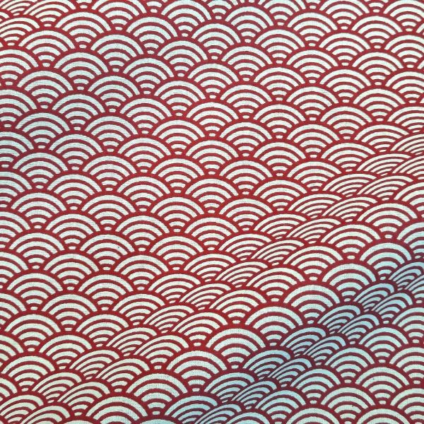 Stoff Baumwolle Japan Seigaiha Wellen rot weiß Japan 0,5