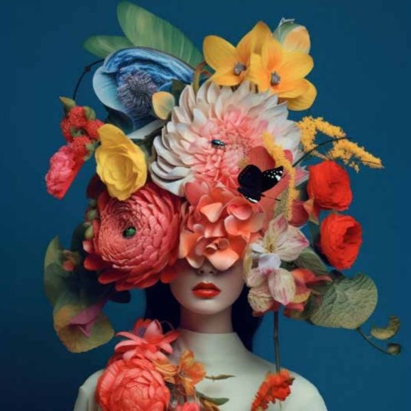 Kissenpanel Velours "Flowers On My Mind" Samt Deluxe 45cm x 45xm