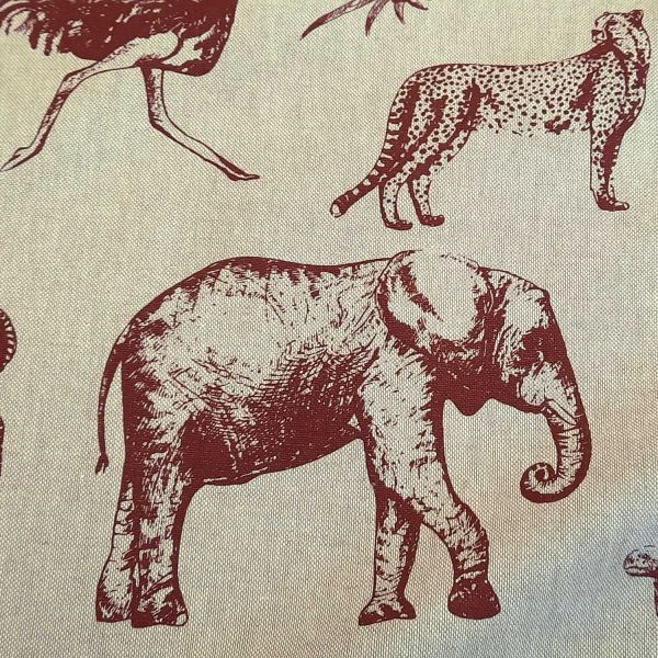 Stoff Meterware Baumwolle pflegeleicht natur " Zootiere"bordeaux Elefant Zebra Gepard Bär 0,5