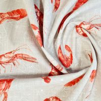 Vorschau: Stoff Baumwolle "Langoustine" beige rot weiss Leinenoptik 0,5 Vorschau: Stoff Baumwolle "Langoustine" beige rot weiss Leinenoptik 0,5