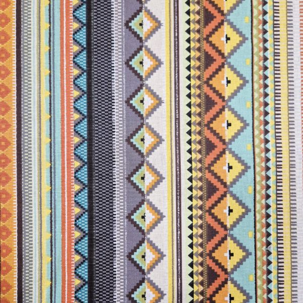 Stoff Baumwolle "Mexiko" orange grau gelbt Streifen 0,5