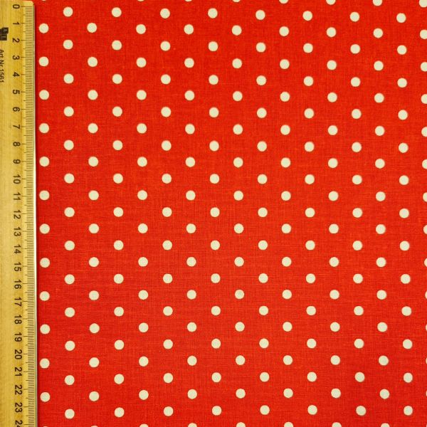 Stoff Meterware Baumwolle "Dots" Punkte weiß rot 0,5