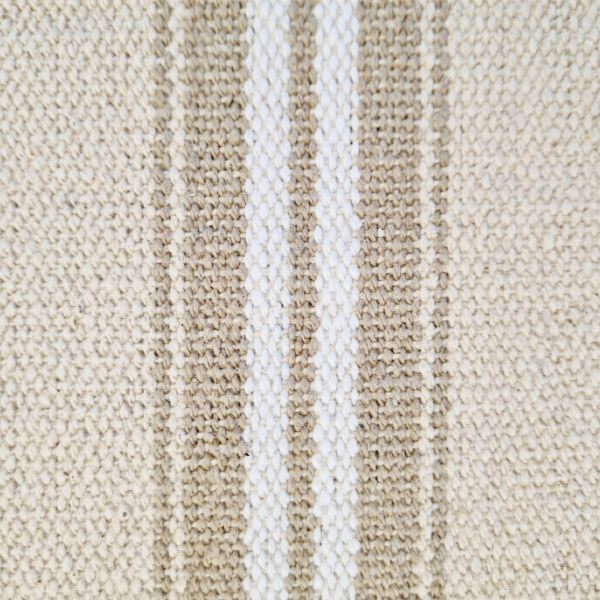 Stoff Baumwolle "Montauban" natur Streifen taupe weiss Panama schwer Frankreich 0,5