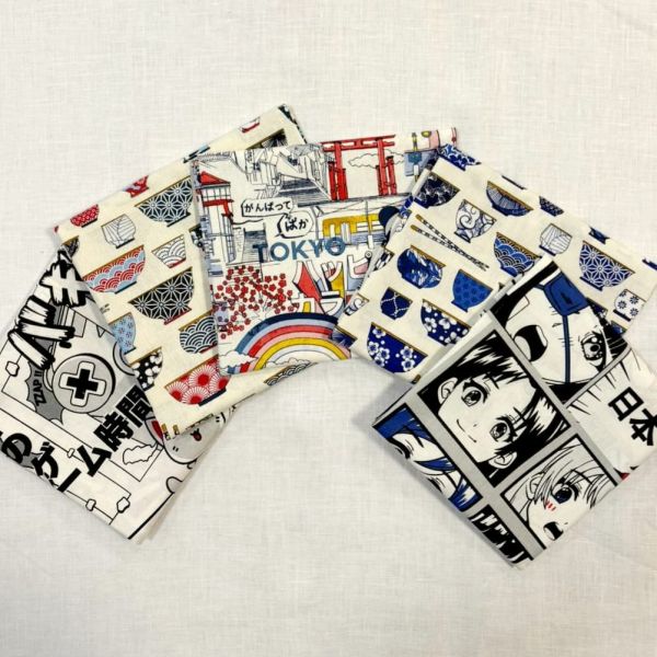 Stoffpaket "Love Japan" Quilten Patchwork Geschenkverpackung 5 Stücke a 50cm x 80cm
