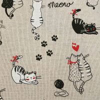 Stoff pflegeleicht natur Katzen schwarz weiß Dekostoff natur schwarz 0,5 Stoff pflegeleicht natur Katzen schwarz weiß Dekostoff natur schwarz 0,5