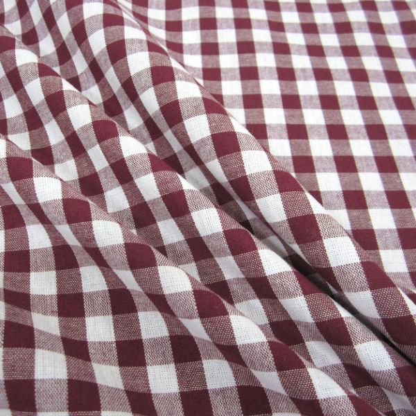 Kurzstück Stoff Baumwolle Bauernkaro bordeaux weiß kariert Karo 2m x 1,50m