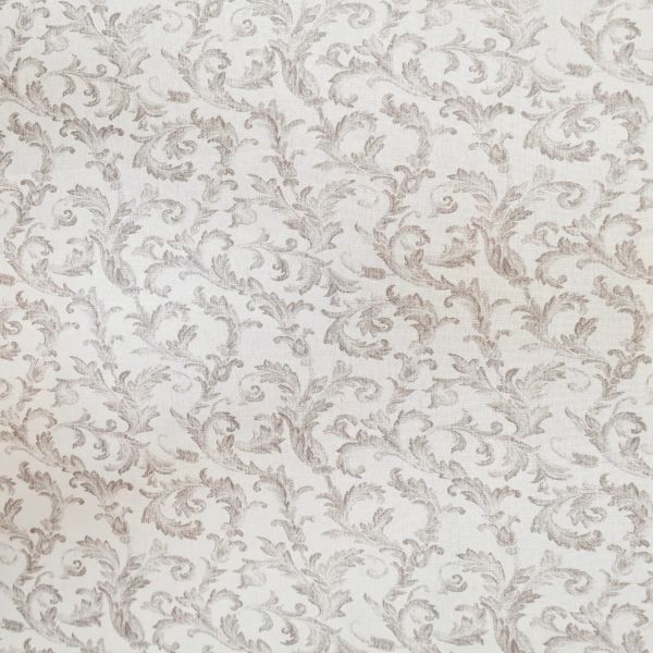 Stoff Baumwolle "Palais" weiss taupe Ornamente nostalgisch Digitaldruck Leinenoptik 0,5