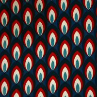 Kurzstück Stoff Viskose "Amenti" Retro Federn Blätter Weinrot Dunkelblau Hellblau 0,50m x 1,50m Kurzstück Stoff Viskose "Amenti" Retro Federn Blätter Weinrot Dunkelblau Hellblau 0,50m x 1,50m