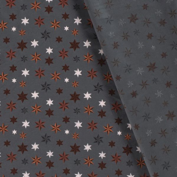 Stoff Meterware Baumwolle Petrolgrün Sterne Kupfer Terracotta Braun Grau Weiss 0,5 Weihnachten