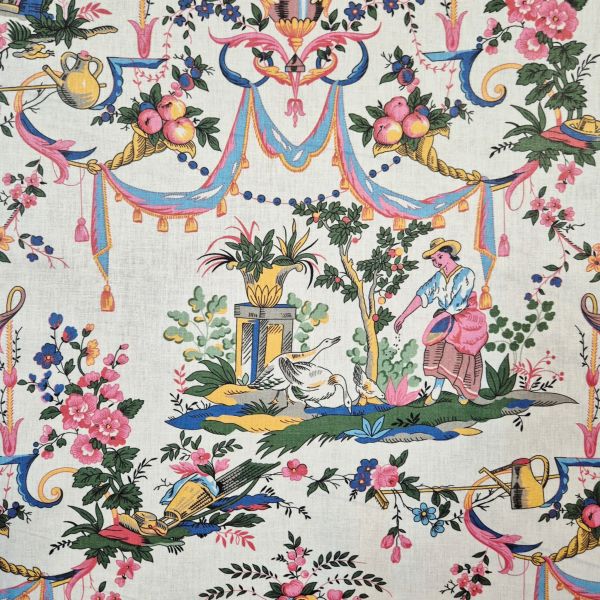 Stoff Baumwolle "Vincennes" Toile de Jouy bunt weiß Renforce 0,5