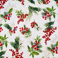 Stoff Baumwolle "Inverno" Zweige und Beeren grün rot 0,5 Stoff Baumwolle "Inverno" Zweige und Beeren grün rot 0,5