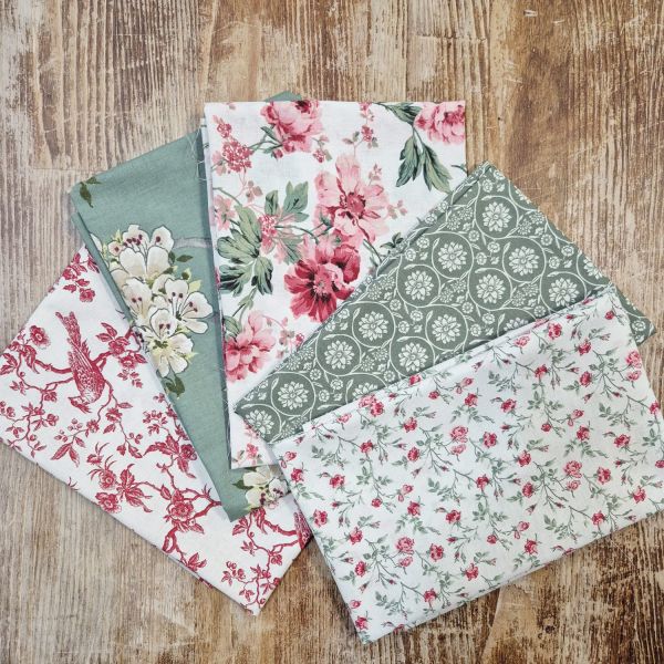 Stoffpaket "Romantik" Quilten Patchwork Geschenkverpackung 5 Stücke a 50cm x 80cm