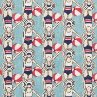 Stoff Baumwolle "Schwimmerinnen Retro" aqua rot weiß blau 0,5 Stoff Baumwolle "Schwimmerinnen Retro" aqua rot weiß blau 0,5