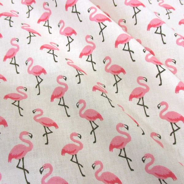 Stoff Baumwolle Flamingos cremeweiss pink Trend 0,5