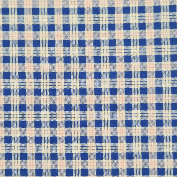 Stoff Meterware Baumwolle "Pyjama" Karo Madraskaro blau ecru 0,5