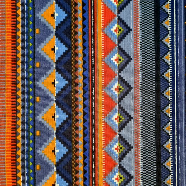 Stoff Baumwolle Meterware blau Streifen Mexiko Mexico gestreift Dekostoff 0,5