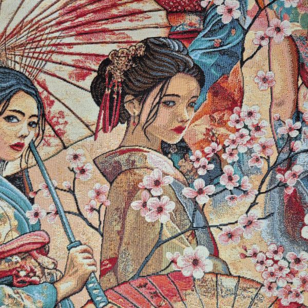 Stoff Meterware Jacquard "Samurais" Taschenstoff Dekostoff Japan 0,5