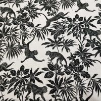 Stoff Baumwolle Meterware natur schwarz Affen Dschungel Dekostoff aus Frankreich 0,5 Stoff Baumwolle Meterware natur schwarz Affen Dschungel Dekostoff aus Frankreich 0,5