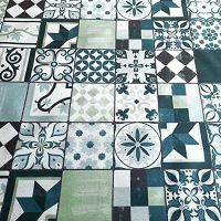 Vorschau: Stoff Meterware beschichtet petrol grün weiss Fliesen Kacheln Wachstuch Tischdecke 0,5 Vorschau: Stoff Meterware beschichtet petrol grün weiss Fliesen Kacheln Wachstuch Tischdecke 0,5