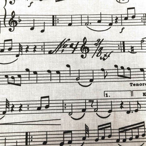 Stoff Baumwollstoff Noten Musik weiss schwarz 0,5