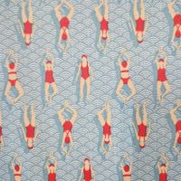 Stoff beschichtet Baumwolle Schwimmer Pool Art Deco Wellen 0,5 Stoff beschichtet Baumwolle Schwimmer Pool Art Deco Wellen 0,5