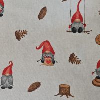Stoff Meterware Baumwolle pflegeleicht "Tomte" natur Wichtel 0,5 Stoff Meterware Baumwolle pflegeleicht "Tomte" natur Wichtel 0,5