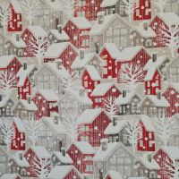 Vorschau: Stoff Baumwolle "Let It Snow" Häuser rot natur weiss Digitaldruck Leinenoptik 0,5 Vorschau: Stoff Baumwolle "Let It Snow" Häuser rot natur weiss Digitaldruck Leinenoptik 0,5