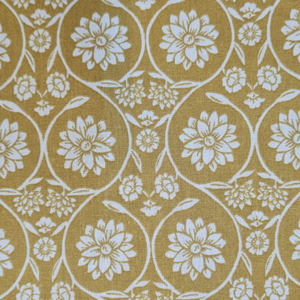 Stoff Meterware Baumwolle "Appia" gelb Blumen Ornamente 0,5