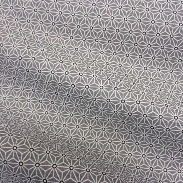 Stoff Baumwollstoff Japan Asanoha Grafik grau weiß Kimono 0,5