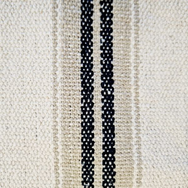 Stoff Baumwolle "Montauban" natur Streifen taupe schwarz Panama schwer Frankreich 0,5