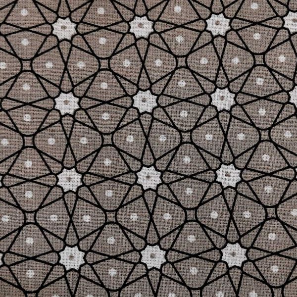 Stoff Baumwollstoff Japan Mosaik Blümchen taupe Ceramik Kimono 0,5
