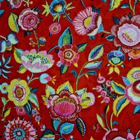 Stoff Baumwolle beschichtet "Encanto"rot bunt Blumen Wachstuch 0,5 Stoff Baumwolle beschichtet "Encanto"rot bunt Blumen Wachstuch 0,5