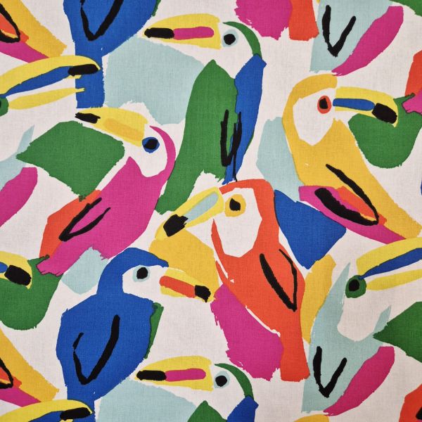 Stoff Meterware Baumwolle "Costarica" Tukan multicolor 0,5