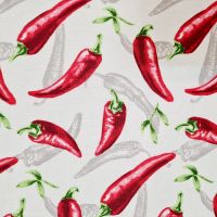 Stoff Baumwolle "Piquante" Peperoni weiss rot 0,5 Stoff Baumwolle "Piquante" Peperoni weiss rot 0,5