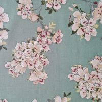 Stoff Baumwolle beschichtet "Jade" grün Apfelblüten Blüten Pflaumenblüten 0,5 Stoff Baumwolle beschichtet "Jade" grün Apfelblüten Blüten Pflaumenblüten 0,5