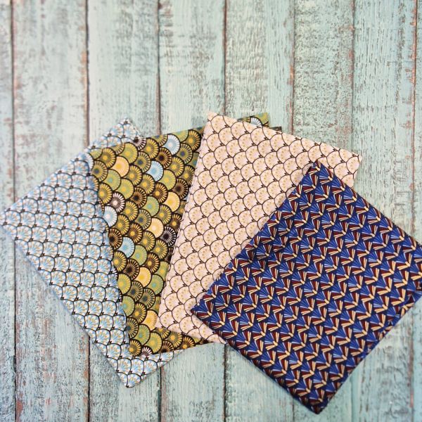 Stoffpaket "Fächer" Patchwork Täschchen Geschenkverpackung 4 Stücke a 50cm x 72/80cm