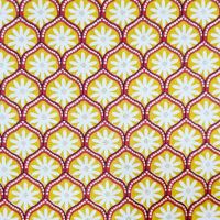 Stoff Meterware Baumwollstoff "Zea" Blumen Ornamente senfgelb rot weiß 0,5 Stoff Meterware Baumwollstoff "Zea" Blumen Ornamente senfgelb rot weiß 0,5