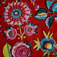 Stoff Meterware Baumwolle "Encanto " rot bunt Blumen 0,5 Stoff Meterware Baumwolle "Encanto " rot bunt Blumen 0,5