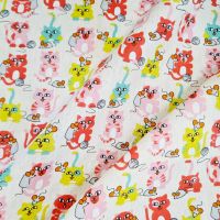 Stoff Baumwollstoff "Kitty" Katzen bunt ecru 0,5 Stoff Baumwollstoff "Kitty" Katzen bunt ecru 0,5