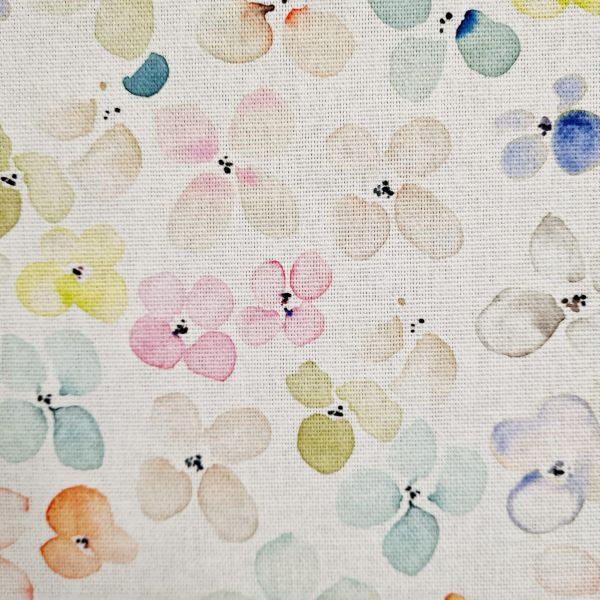 Stoff Baumwolle "Blütenmeer" Blüten bunt Aquarell pastell Digitaldruck Leinenoptik 0,5