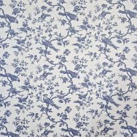 Stoff beschichtet Baumwolle "Mesanges" Toile de Jouy blau weiß 0,5 Stoff beschichtet Baumwolle "Mesanges" Toile de Jouy blau weiß 0,5